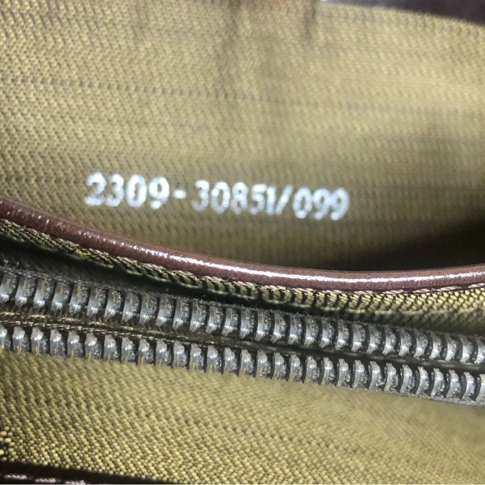 FENDI Zucca Navy Canvas and Brown Leather Snap Bifold Wallet